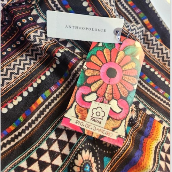 Farm Rio for ANTHROPOLOGIE Satin GEO PRINT CROP WIDE-LEG PANTS - Picture 4 of 14